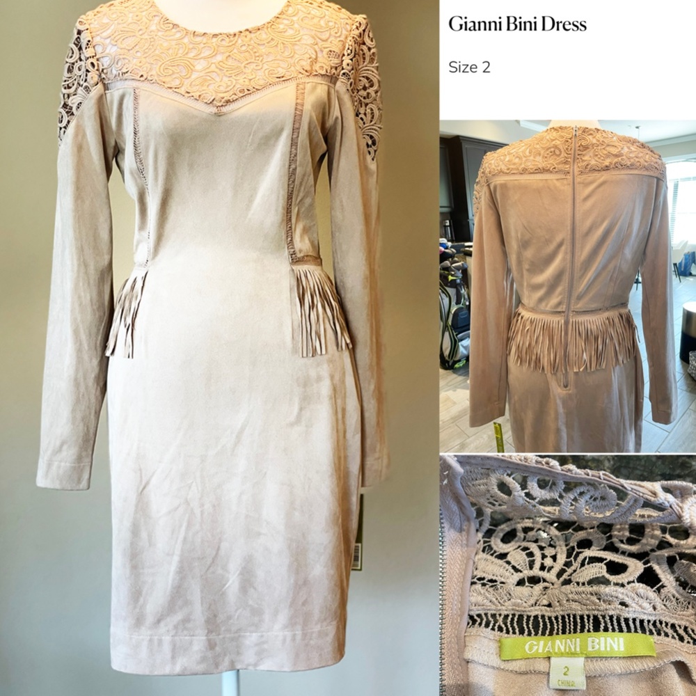 Gianni Bini Western Lace and Suede Dress